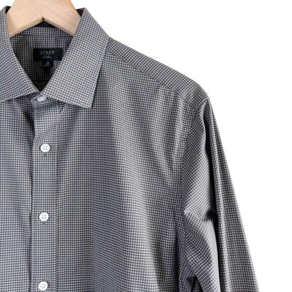 J.Crew Ludlow Stretch Two-Ply Easy-Care Cotton Dress Shirt in Microcheck Gray, L - Picture 4 of 12